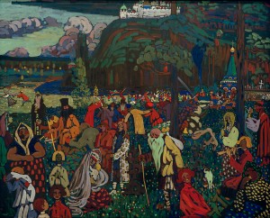 2-V60-R1-1907-2 DE: "Das bunte Leben" W.Kandinsky, Das bunte Leben Kandinsky, Wassily; 1866-1944. "Das bunte Leben", 1907. Tempera auf Leinwand, 130 x 162,5 cm. Dauerleihgabe der Bayerischen Landes- bank. München, Städt. Galerie im Lenbachhaus. Photo: akg-images RI-DE: (c) Wassily Kandinsky / VG Bild-Kunst RI-EN: Additional copyrights to be cleared! RI-FR: !! Droits d'auteur supplémentaires !! 